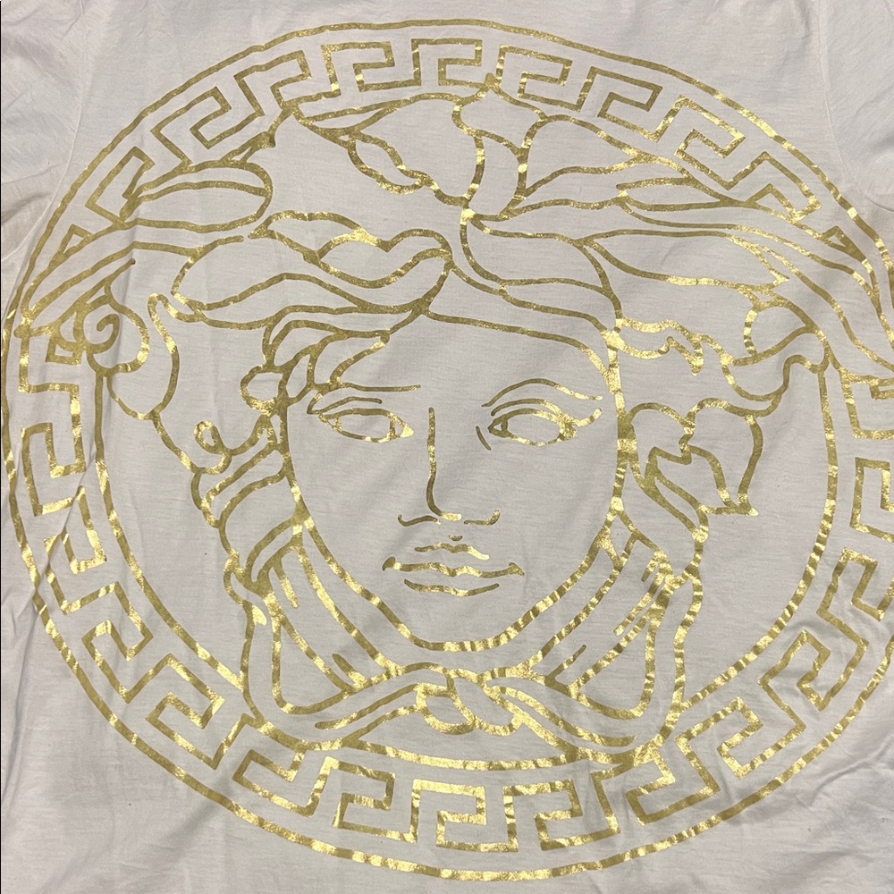 Versace White and Gold Short Sleeve Tee